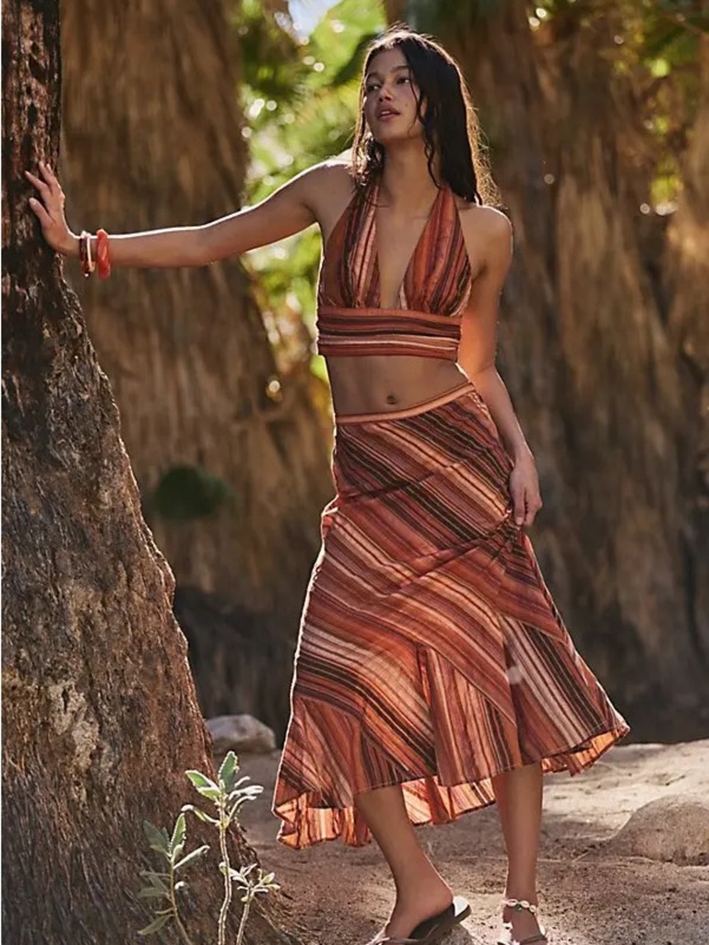 NWT Free People Sedona Stripe Midi Skirt Set